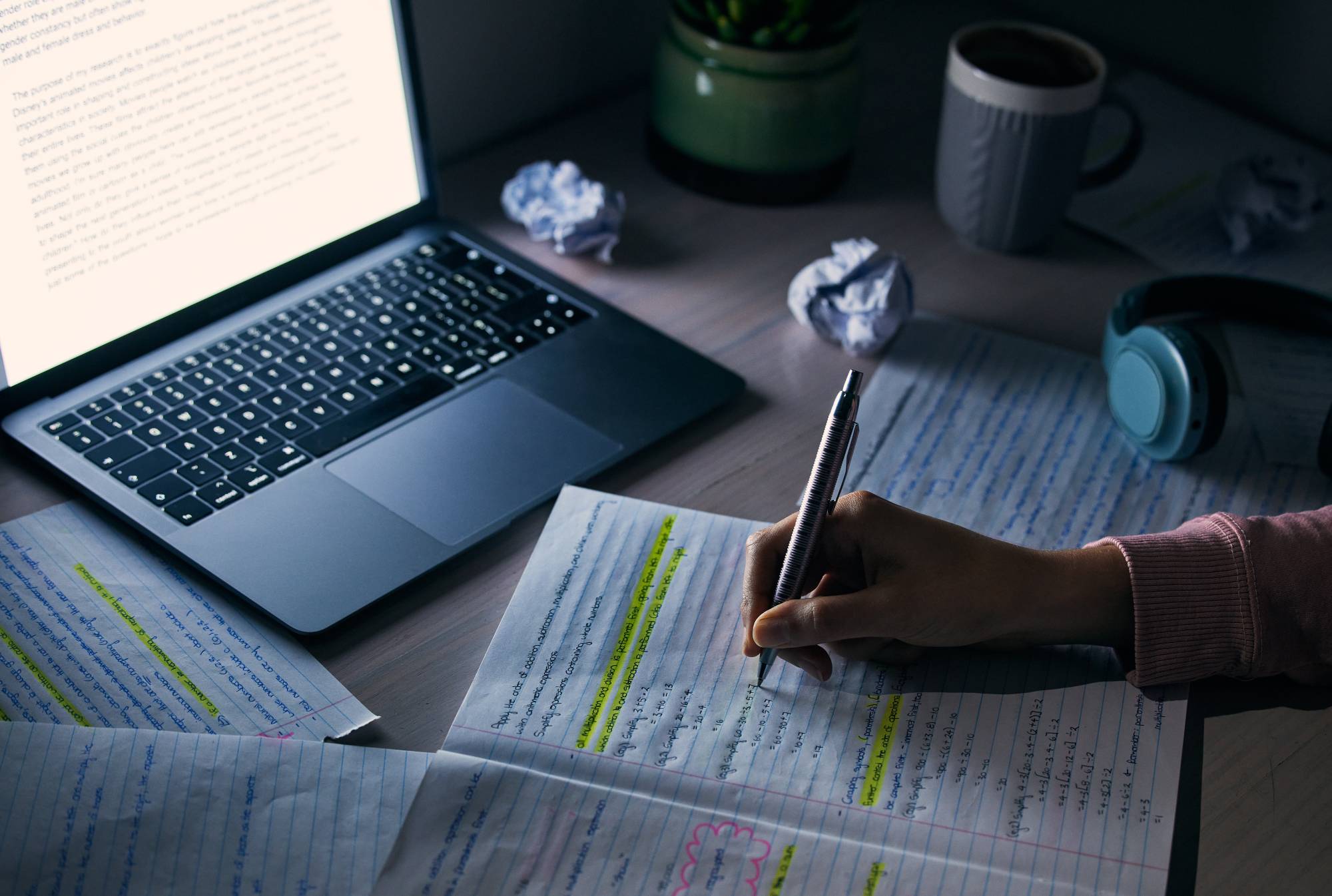 student writing